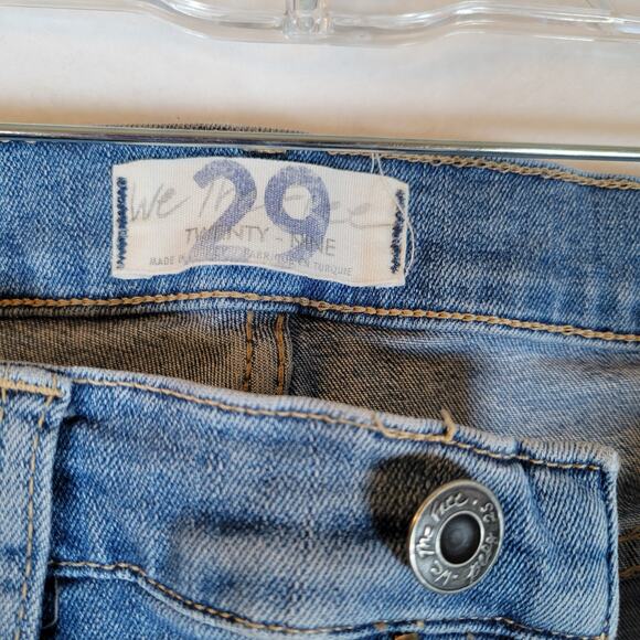 Free People Womens Great Heights Frayed Skinny Jeans Size 29 Blue Denim Raw Hem - Picture 3 of 8